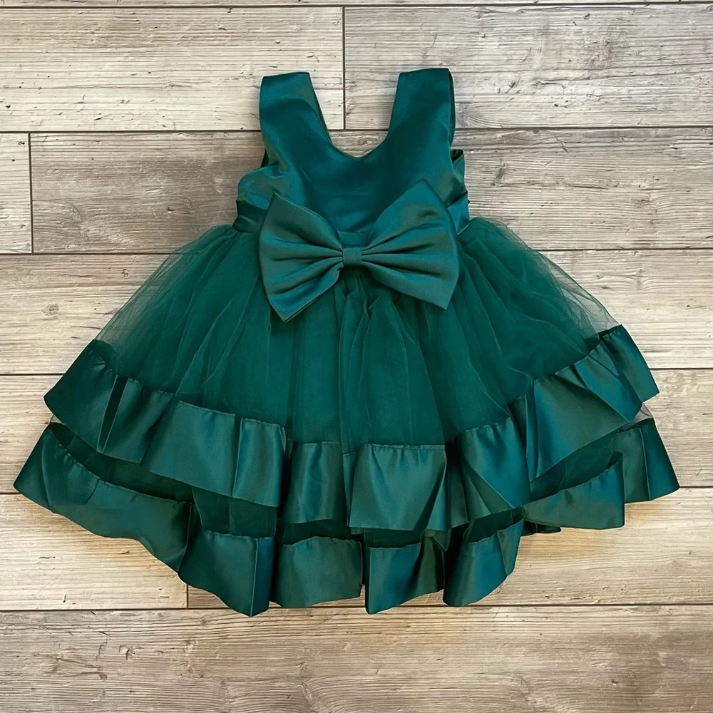 Pideno | Tutu Gown Ruffle Lace Tulle Toddler Dress w/ Bow | Size: 3T
